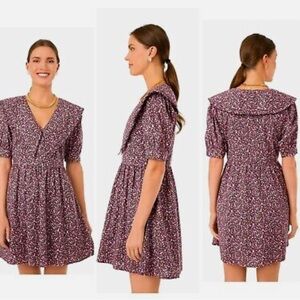 Hyacinth House Maroon Ruffle Collar Sadie Mini Dress